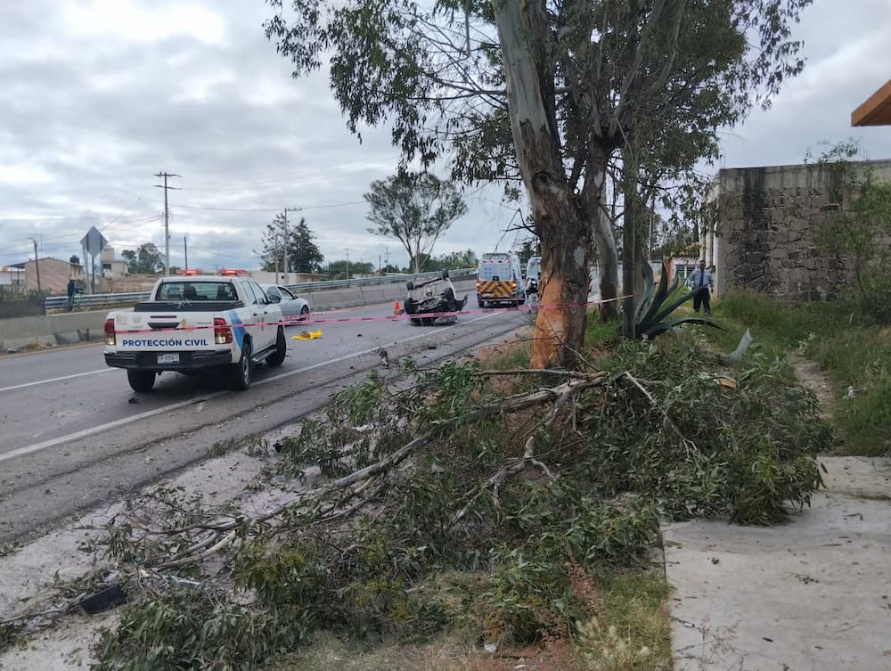 Muere al volcar su auto sobre la autopista 55 a la altura de San Sebastián de las Barrancas, SJR