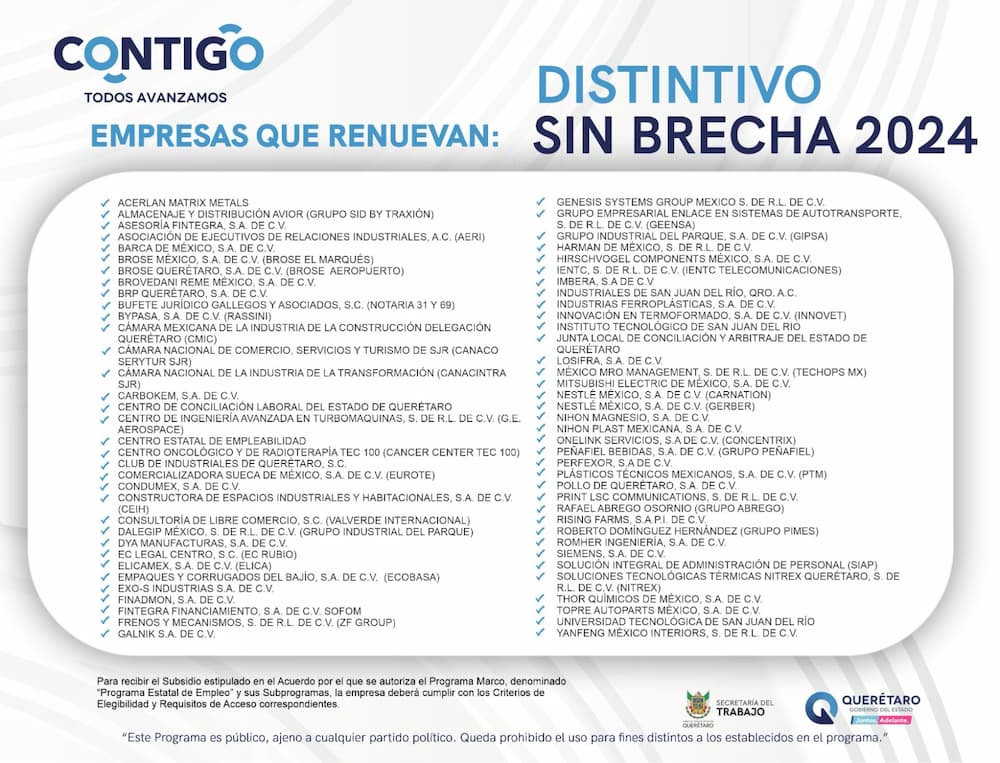 Más de 100 empresas participan para recibir el Distintivo estatal Sin Brecha 2024