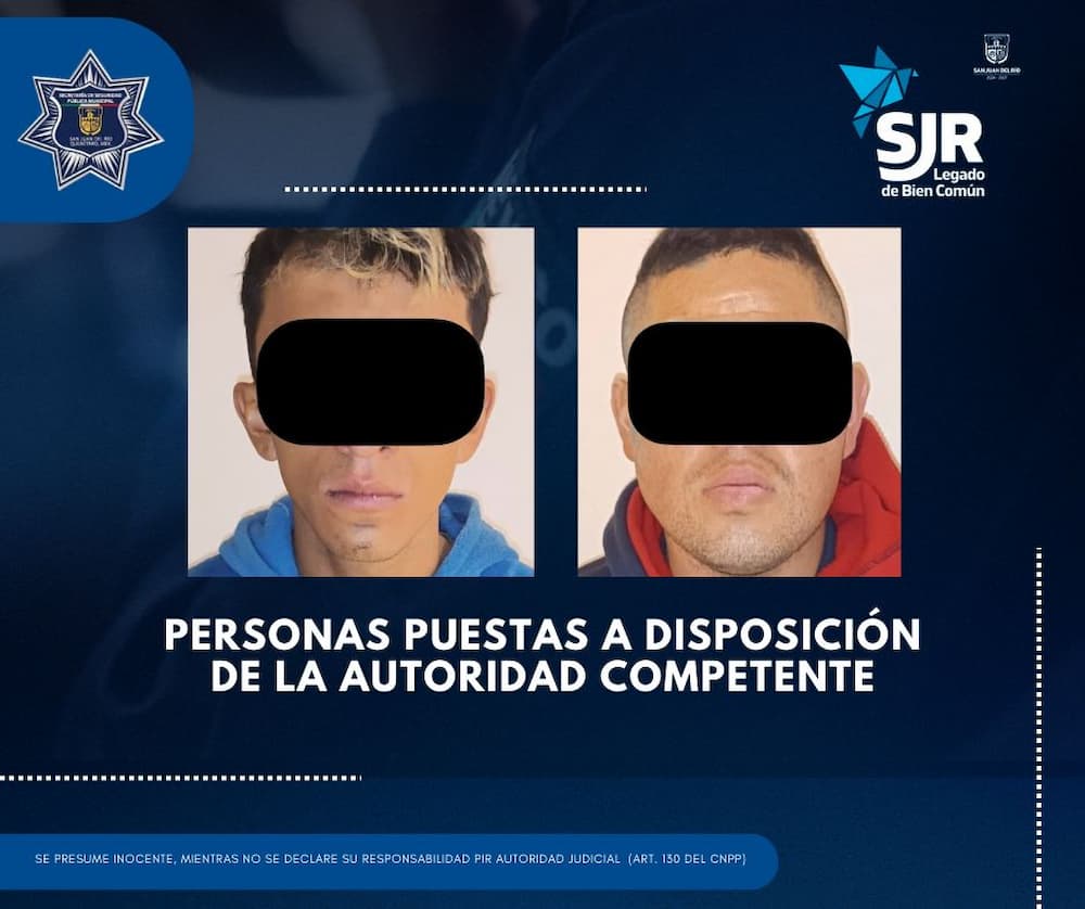 Aseguran motocicleta con reporte de robo y detienen a dos personas en SJR