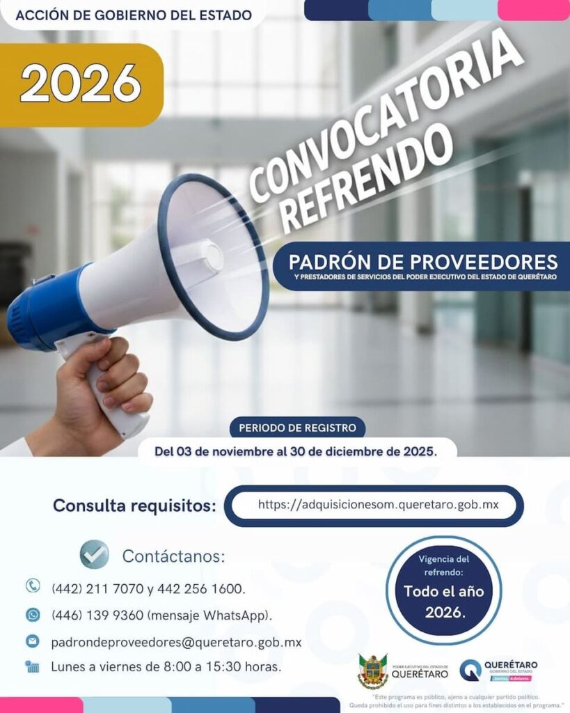 Convoca Oficialía Mayor a proveedores a realizar refrendo en noviembre y diciembre de 2025