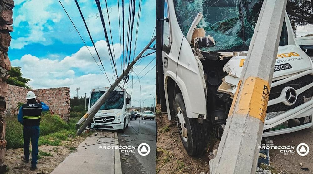 Camión de transporte de personal se impacta contra poste en la carretera estatal 200 Camión de transporte de personal se impacta contra poste en la carretera estatal 200