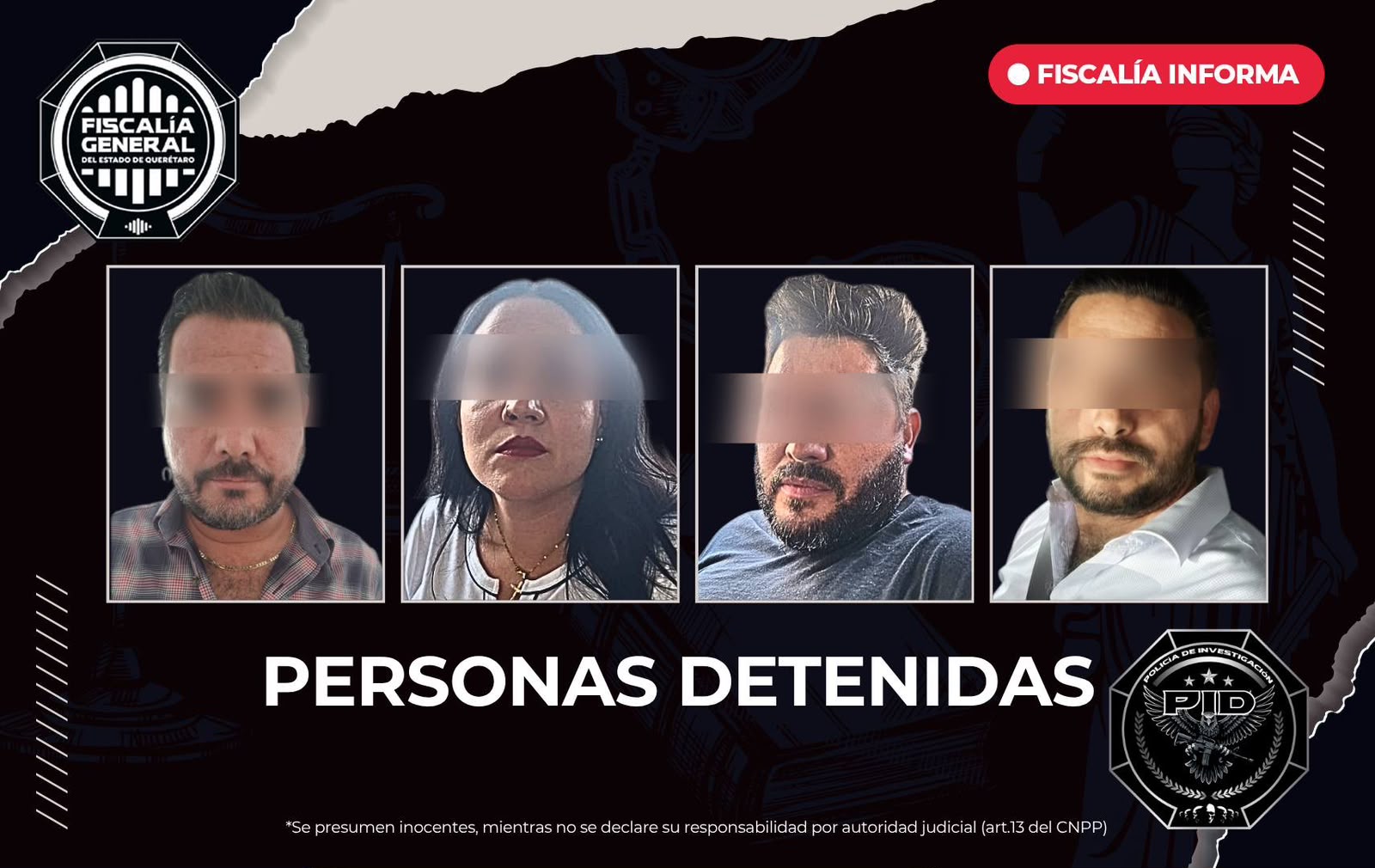 Detienen a cuatro personas en notaría de Querétaro al intentar compraventa de inmueble con documentos presuntamente apócrifos (1) Detienen a cuatro personas en notaría de Querétaro al intentar compraventa de inmueble con documentos presuntamente apócrifos