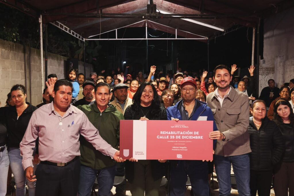 Entregan rehabilitación de la calle 25 de Diciembre en La Laja, Tequisquiapan (1) *En conjunto con la CEA de Tequisquiapan, hubo renovación con la red de agua potable y todas las tomas domiciliarias; también se rehabilitó el pavimento con empedrado húmedo